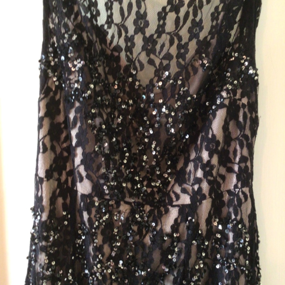 Cache Black Lace Sequined Pleated Bottom Gown Ful… - image 6